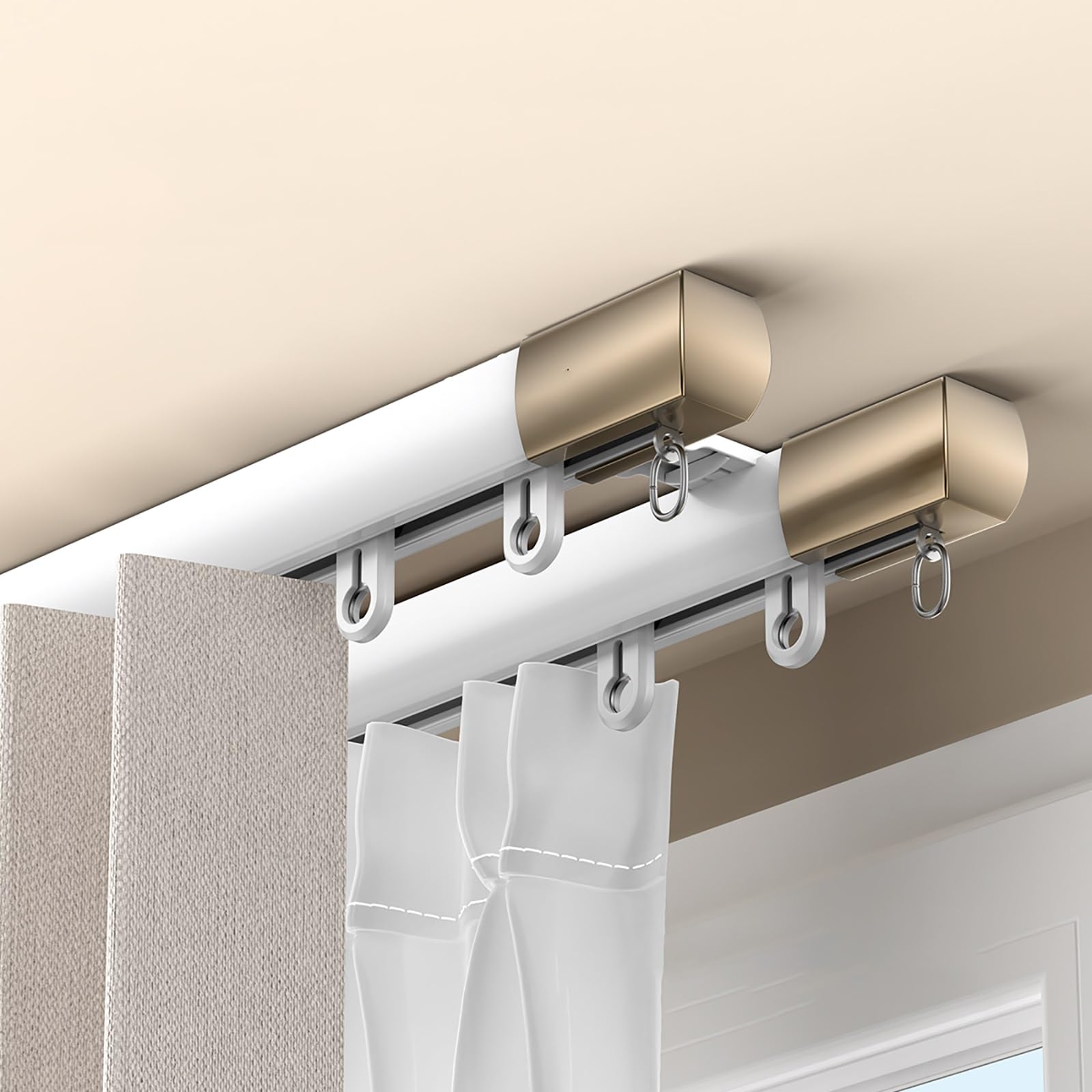 Rail en aluminium double pour séparateur de pièce haute résistance longueur 4,6 m