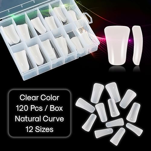 Miniatura 3 de Puntas de uñas de pato natural, 120 pies de pato de cristal natural para extensiones de uñas postizas francesas anchas, uñas acrílicas profesionales