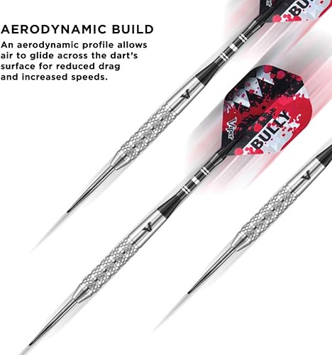 Miniatura 9 de Viper Bully - Dardos de punta de acero de tungsteno al 80% con estuche de almacenamiento/viaje, moleteado grueso, 0.85 oz, color plateado