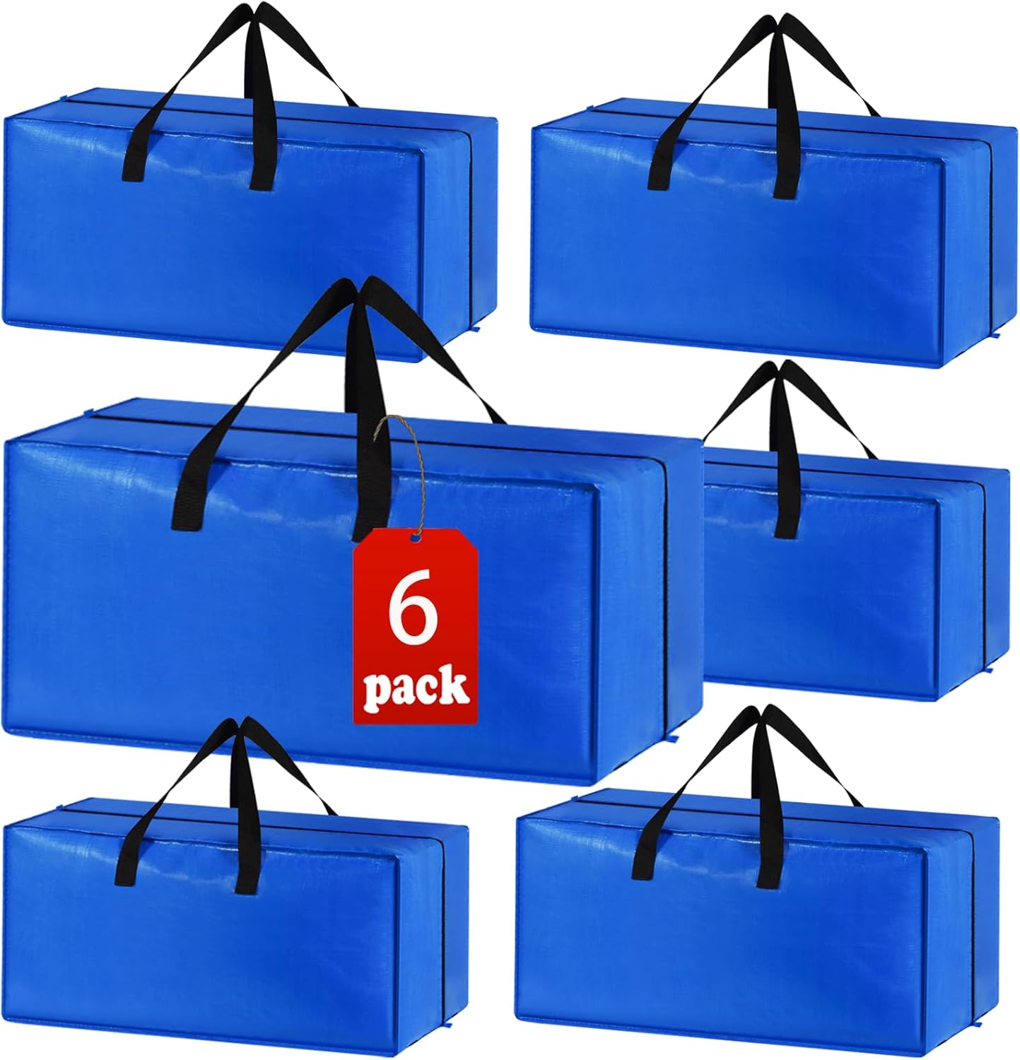 6 Pack Heavy Duty Extra Large Moving Bags Storage Tote - Strong Handles