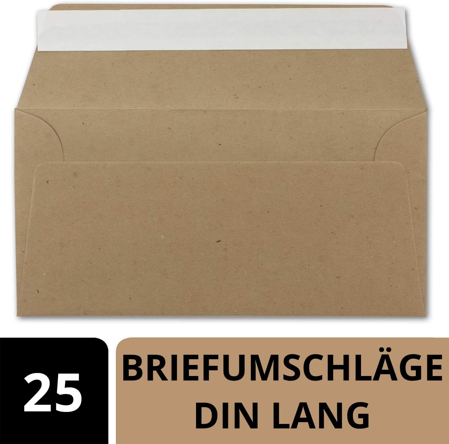 Neuser Ecological Kraft Paper Card and Envelope Set Sand Brown - 30 25 Umschläge 02 DIN Lang-Umschläge-Haftklebung - Image 3