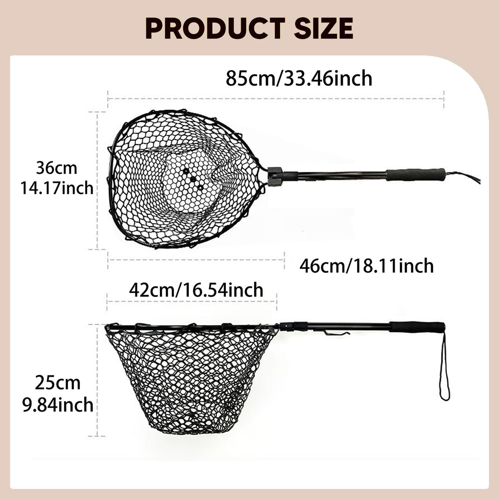 Perfeclan Red de Pesca Plegable de aleación de Aluminio, Accesorio portátil con Mango ergonómico Agarre Antideslizante.