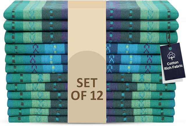 LFH Home Cotton Rich Cloth Salsa Napkin Set of 12 Washable Soft Durable ...
