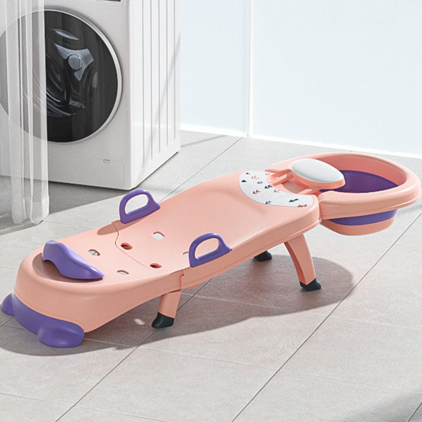Kinder-Shampoo, faltbar, für Salonsitz, 45,66 Zoll, tragbar, verstellbare | Kopfhalterung, bequemes Reclining-Design für Zuhause, Kleinkinder, Haarpflege-Lösung