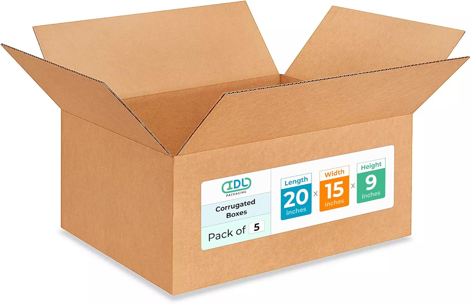Large Moving & Shipping Boxes 20 x 15 x 9 inches (5-Pack) - Extra Strength 200 lb vs Regular - Corrugated Strong Moving Boxes - Large Packing Box for Shipping by IDL Packaging