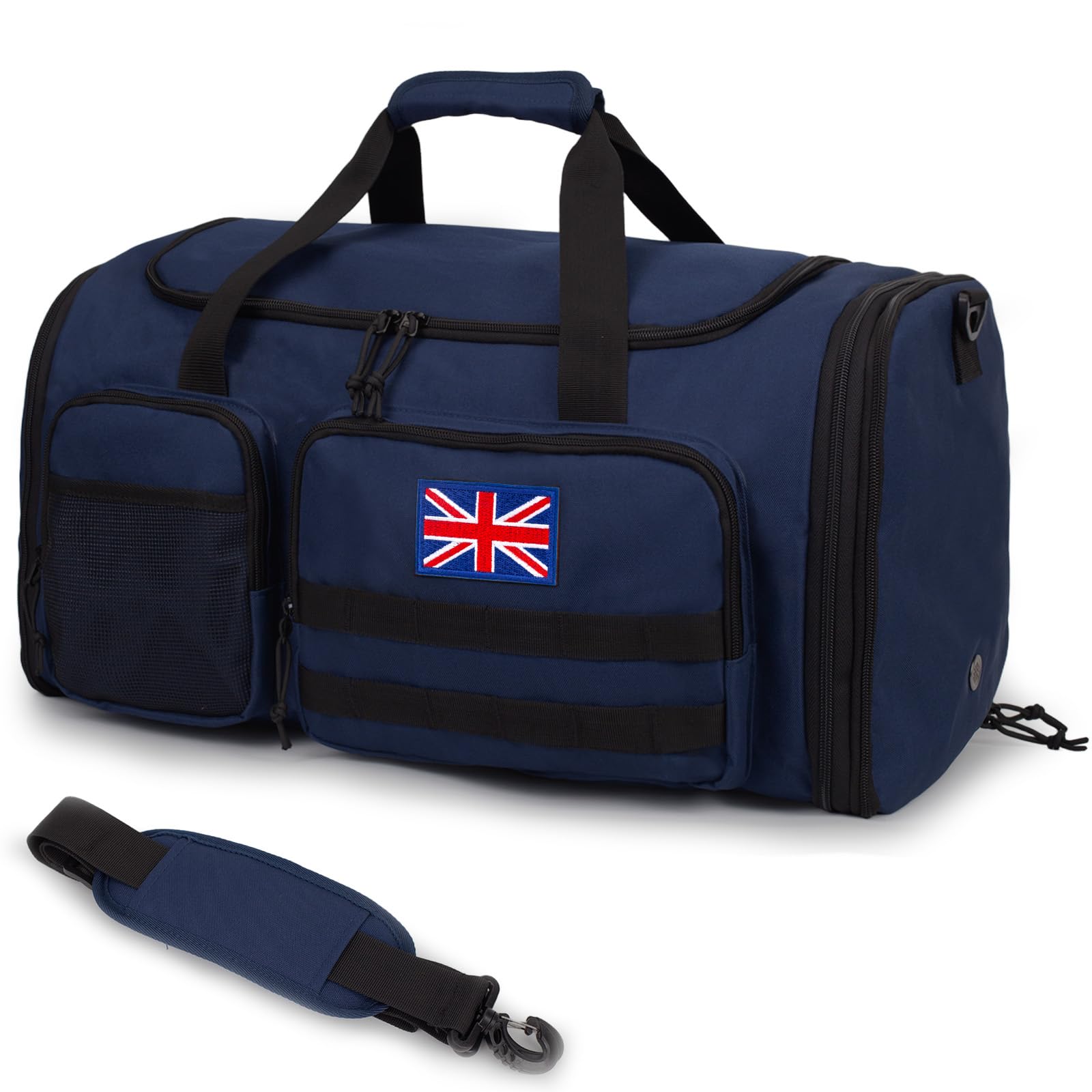 Tactical Duffle Bag for Men, 52L Large Expandable Gym Holdall with Wet Pocket, Multi-Functional Carry On Weekend Overnight Bag for Travel