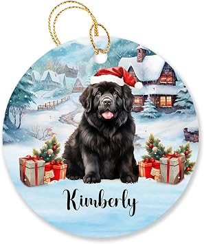 Unique Newfoundland Black Christmas Ornament Gift for Dog Lovers/Owners, Personalized Newfoundland Ornament Xmas 2026, Custom Name Dog Breed Lover Ornament Christmas Tree