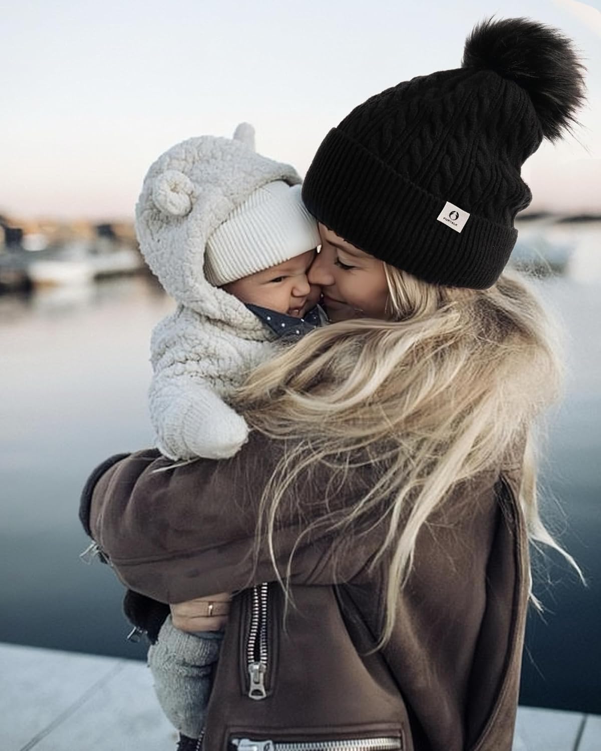 FURTALK Winter Hats for Women Fleece Lined Pom Pom Beanie Warm Knit Cap - Image 3