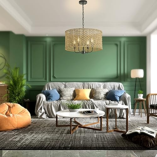 Miniatura 2 de Candelabros de mimbre de ratán para comedor, 4 luces, estilo bohemio, tejido a mano, para entrada, sala de estar, cocina, escalera, dormitorio,