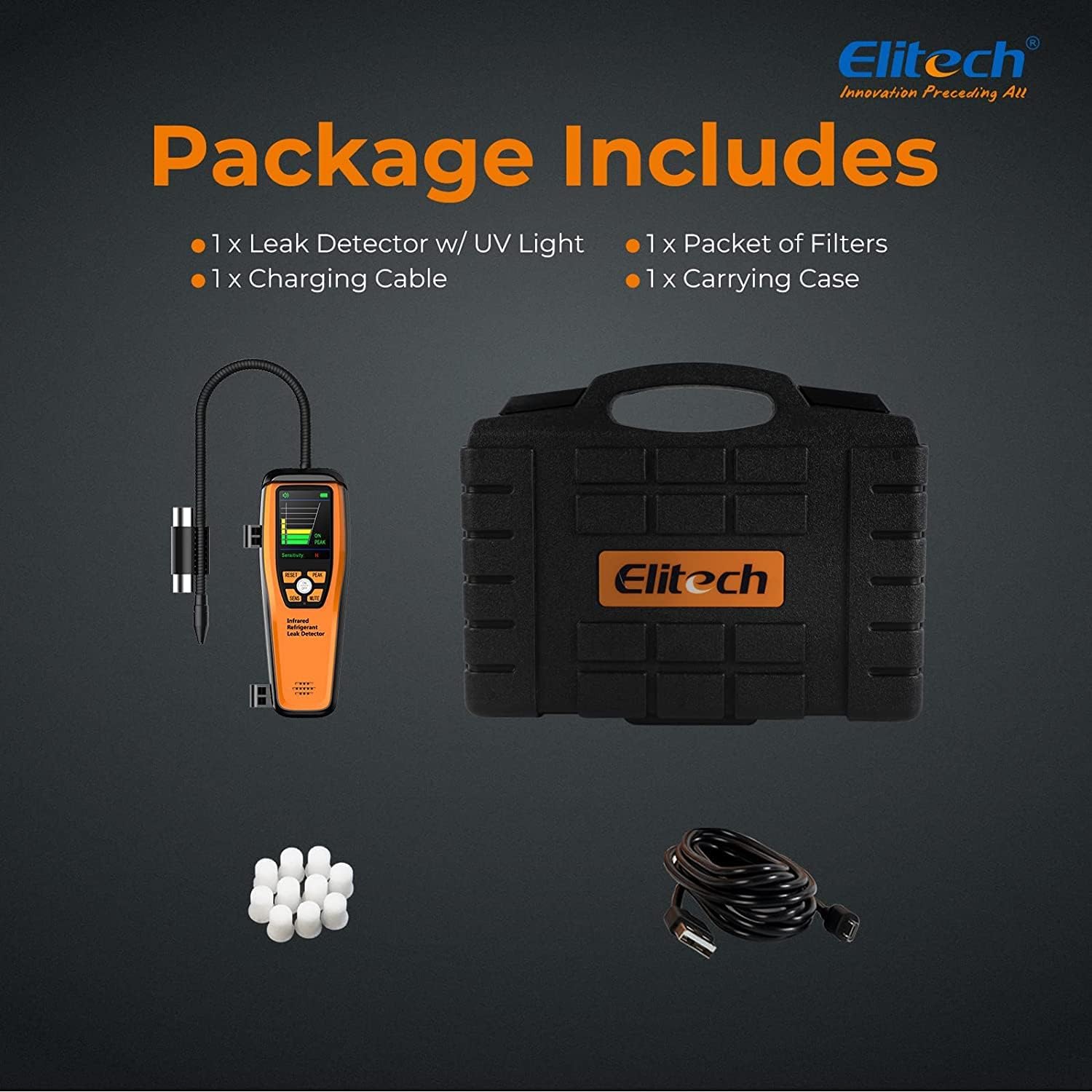 Elitech Rilevatore Di Perdite Refrigerante Infrarossi ILD-200, Rilevatore Fughe Gas R32 R600 Ecc. HVAC CFC HCFC HFC, Durata Del Sensore Di 10 Anni, Forte Capacità Anti-interferenza