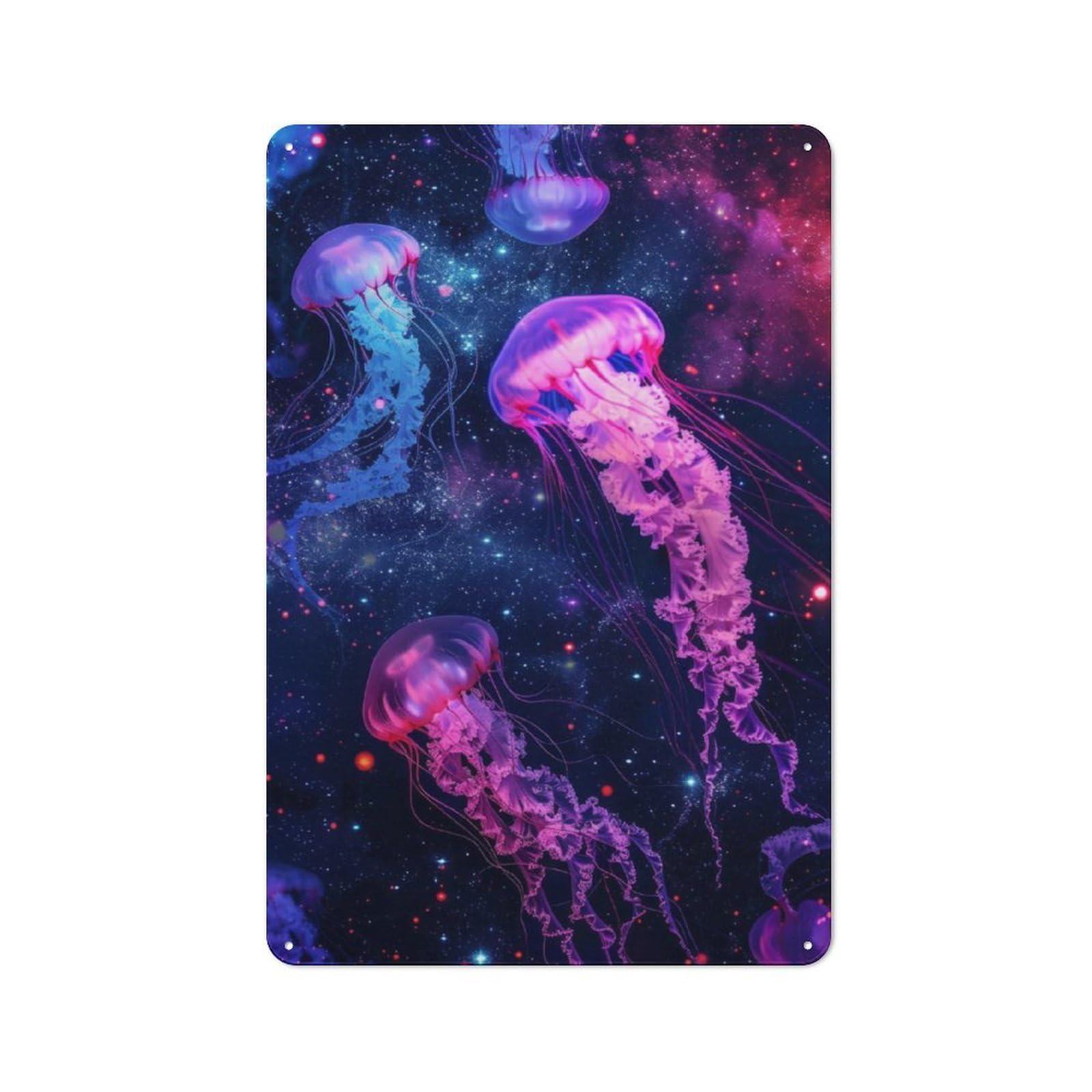 Junmoney Jellyfish On Space Vintage Tin Sign 30X20cm With For Home Office Or Studio, For Home Office Decor Fans Refreshing A Room In Autumn