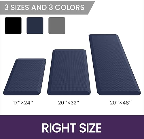 Miniatura 8 de DEXI Tapete de cocina acolchado antifatiga, 34 pulgadas de grosor, resistente al agua, tapete antideslizante y cómodo para cocina, escritorio,