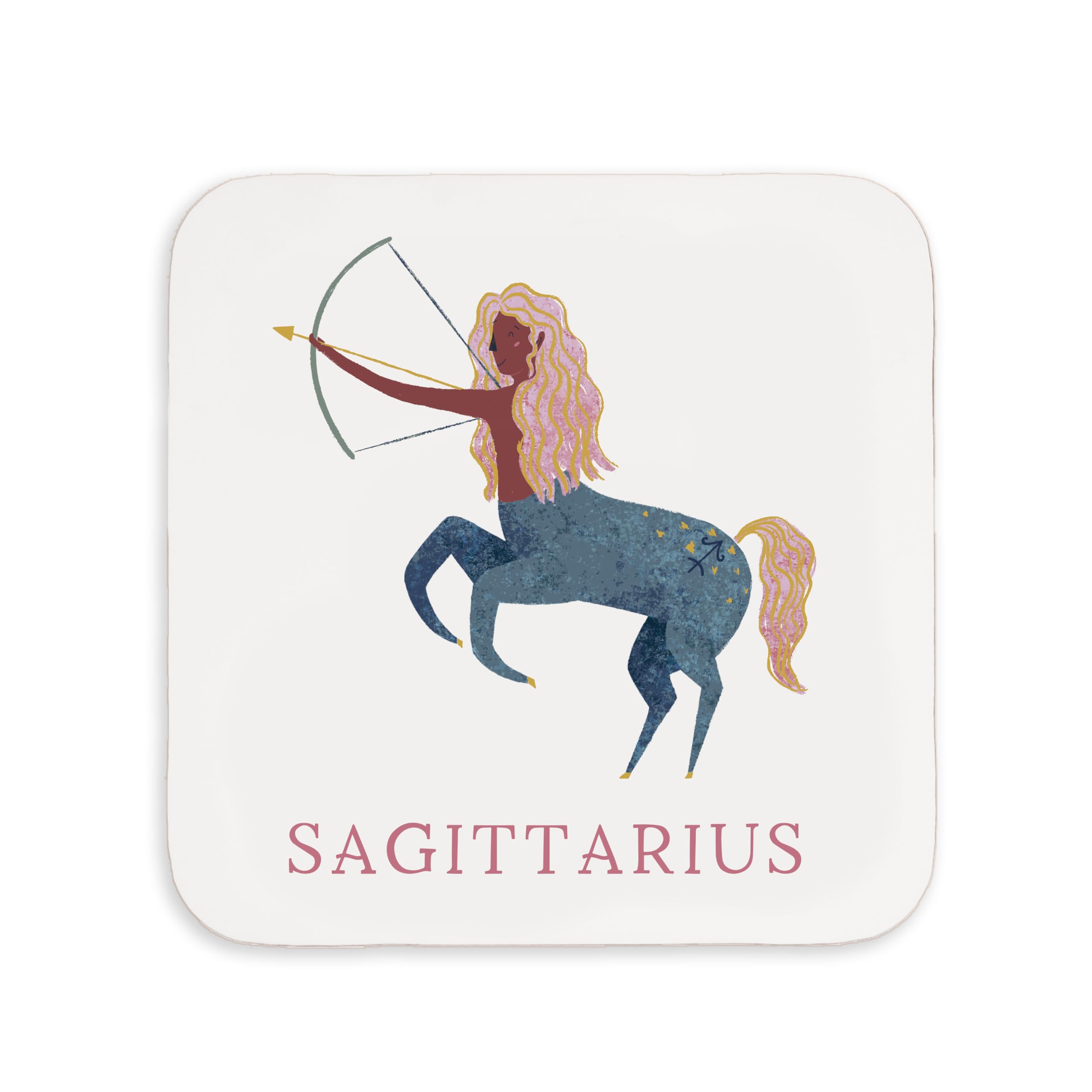 Zodiac or constellation coaster available in 12 star signs pink and gold illustrations gift for her for Christmas or birthday made in the UK (Zodiac - Sagittarius)