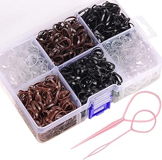 Elastic Hair Bands, 2500Pcs Hair Rubber Bands, Mini Hair Ties for Girls Women, Funtopia Small Hair Elastics with Organizer Box, Soft Hair Elastics for Kid Toddlers (Brown, Black, Clear)
