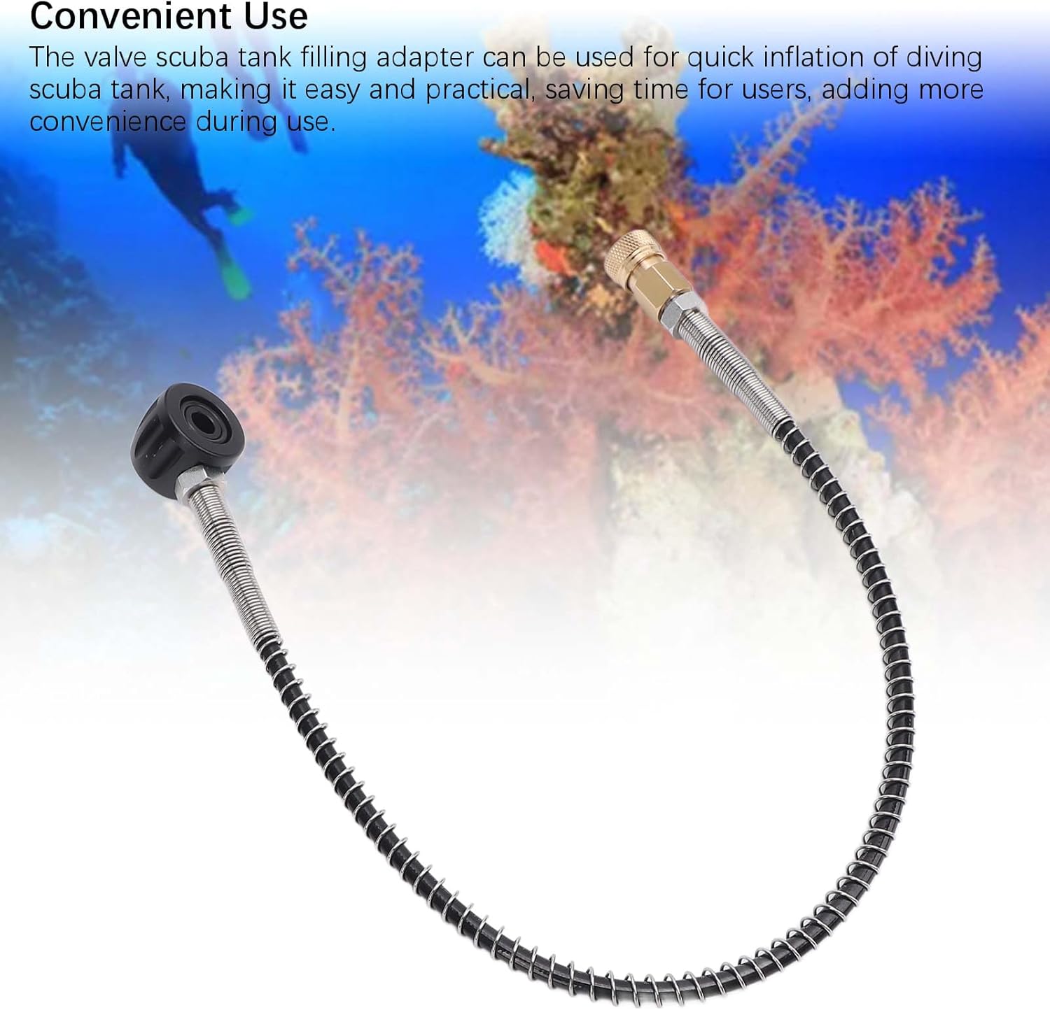 Scuba Tank Fill Adapter, 8mm Aluminum Valve Scuba Tank Adapter, Portable Scuba Tank Refill Connector for Diving & Snorkeling