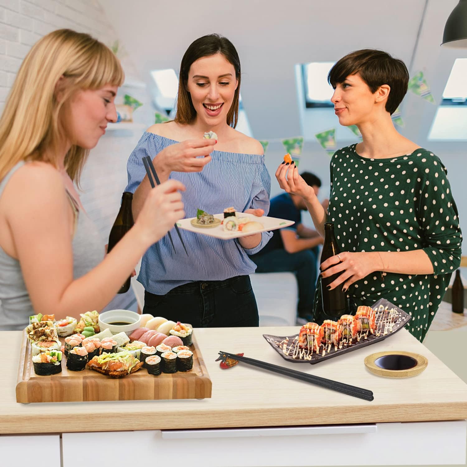 Premium DIY Sushi Kit - 21 Pcs Plastic Set, Sushi Maker including Rice Roll Mold