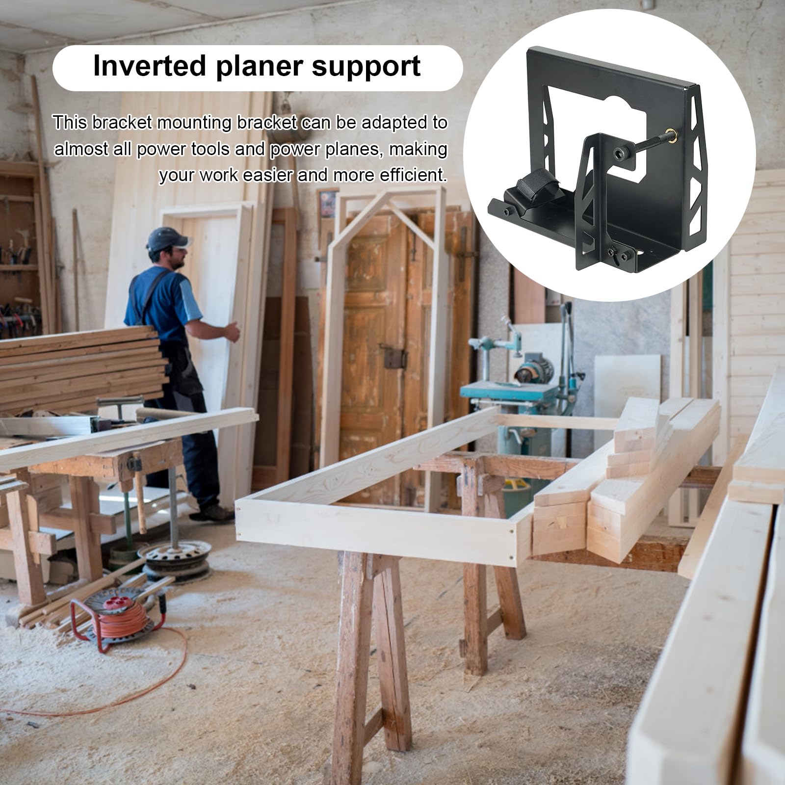 Woodworking Bench | Electric Planer Stand with Flipping Mount | Practical Steel Rack Support for Woodworking Planing | Sturdy Household Tool Holder for Carpentry, and Workshop Use