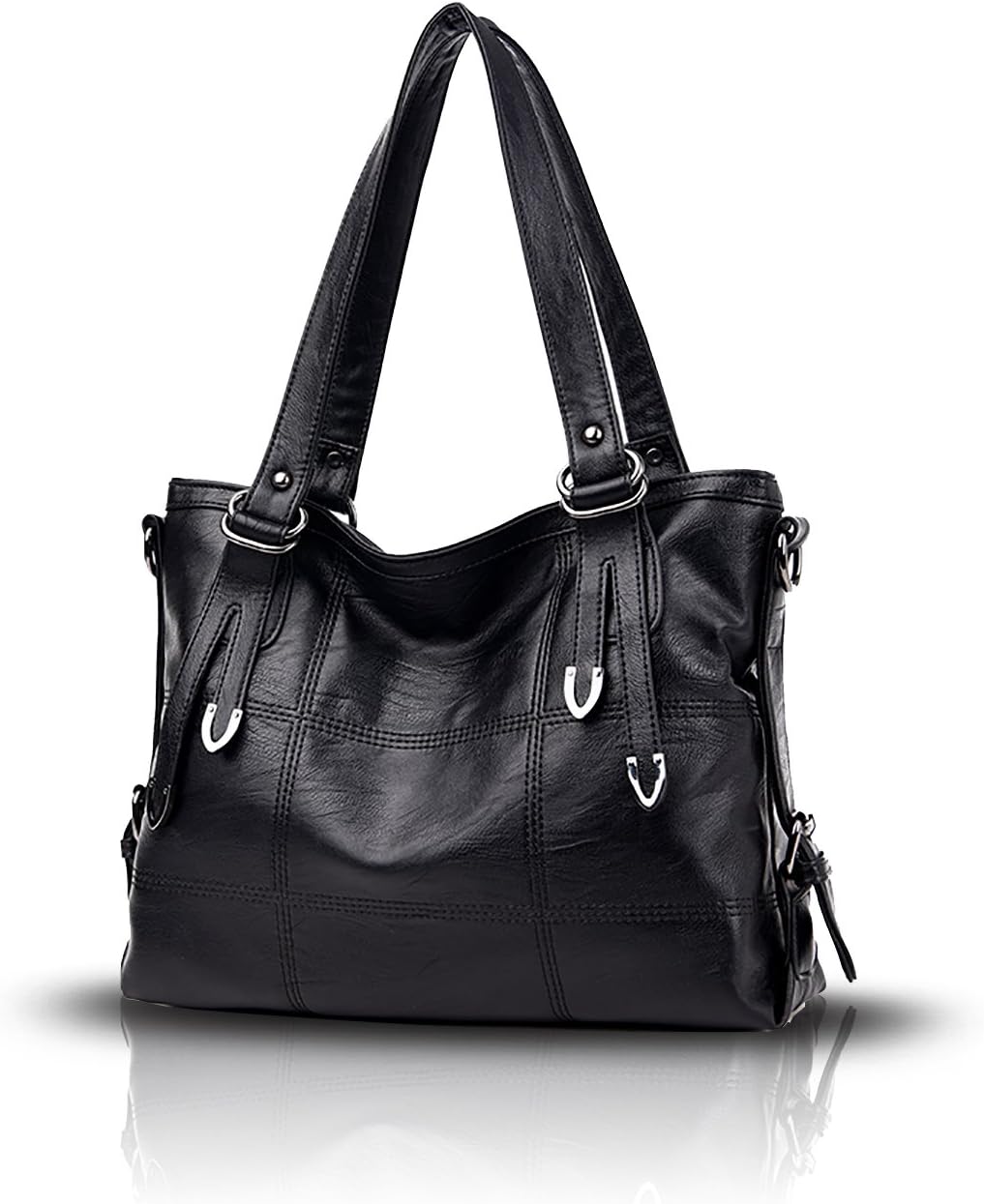 Tisdaini Women's Handbags Fashion Soft Leather Casual Cross-Body Top-Handle Shoulder Black