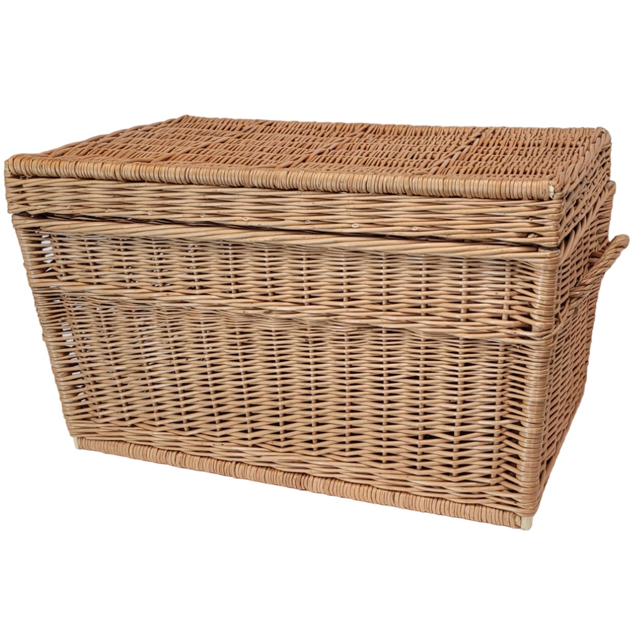 weeco Cesta de mimbre XL, extragrande, 80 cm, con tapa, pecho de mimbre