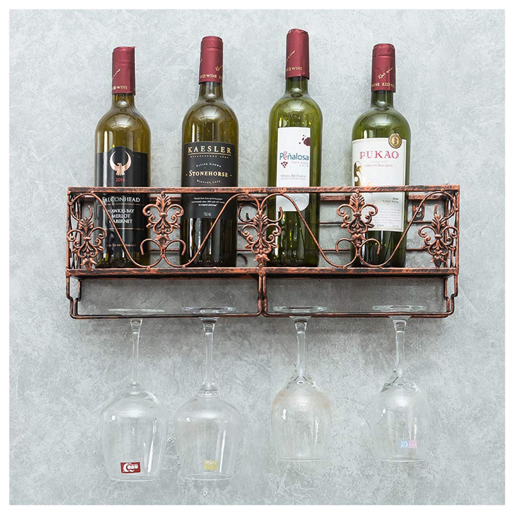 Étagère à vin murale avec rangement verres et support en métal pour déco industrielle