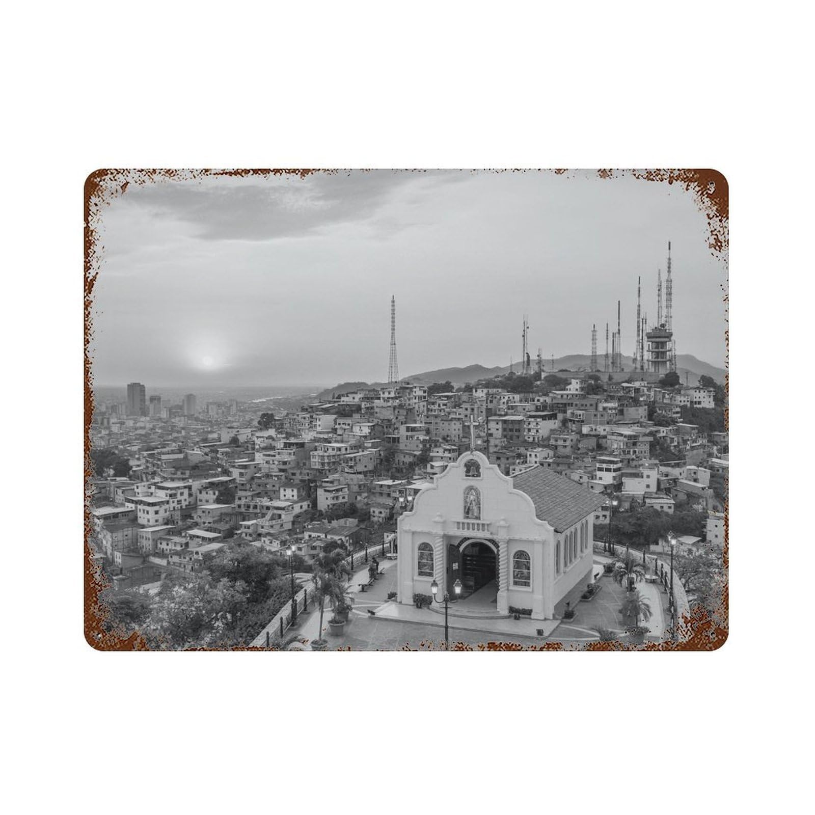 xiaoxiaoshen Black And White Ecuador Photo Decor South America Wall Decor Art Metal Tin Poster Modern Home Decor Art Home Bar Shop Decorations Vintage Sign 30x40cm