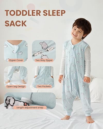Miniatura 8 de HOMEAL Saco de dormir con piernas, saco de dormir de verano para niños de 2 a 3 años, manta portátil para bebé, saco de dormir para niños pequeños