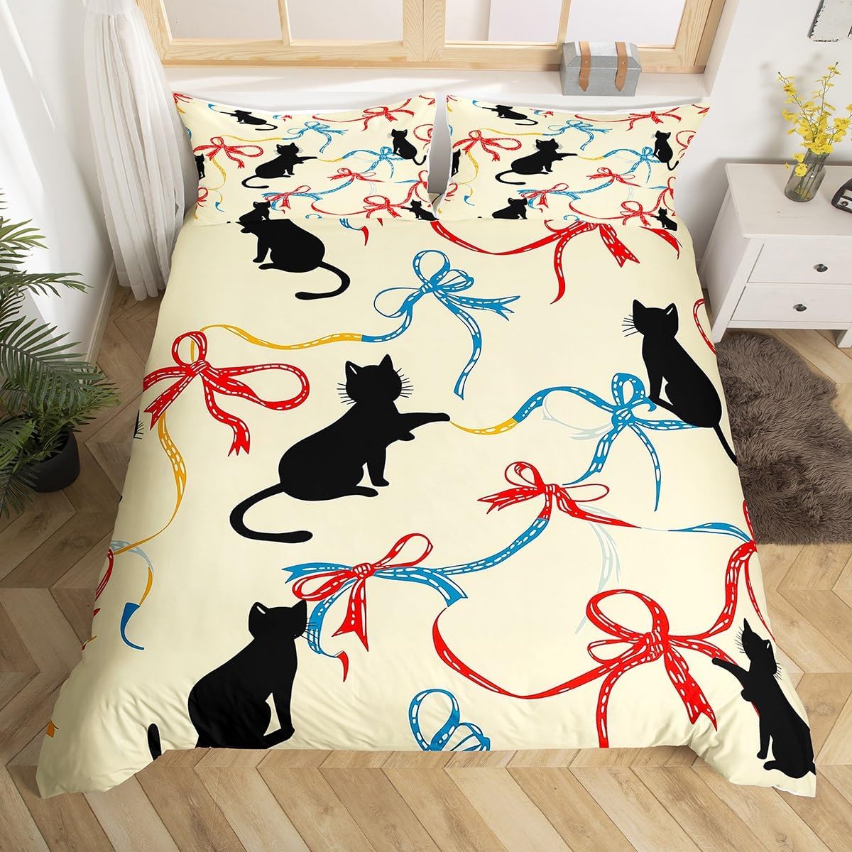 jejeloiu Cute Dog Duvet Cover Puppy Dog Bedding Set for Kids Room Decor Cute Poppy Pet Lovely Animal Comforter Cover Set Toddler Size Botanical Floral Blossom Bedspread Cover 2Pcs Zipper,No Comforter