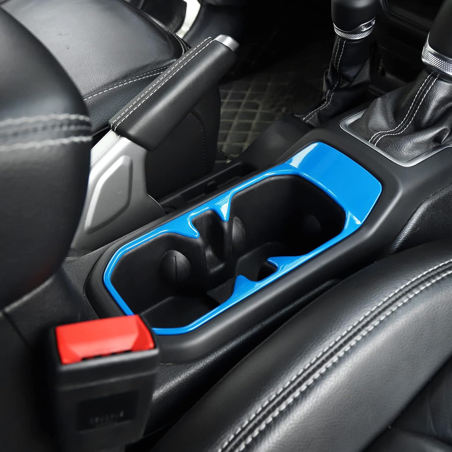RT-TCZ Front Water Cup Holder Trim Cover ABS Inner Accessories for Jeep Wrangler JL JLU 2018-2023 Gladiator JT Sport X Sahara Rubicon Light Blue
