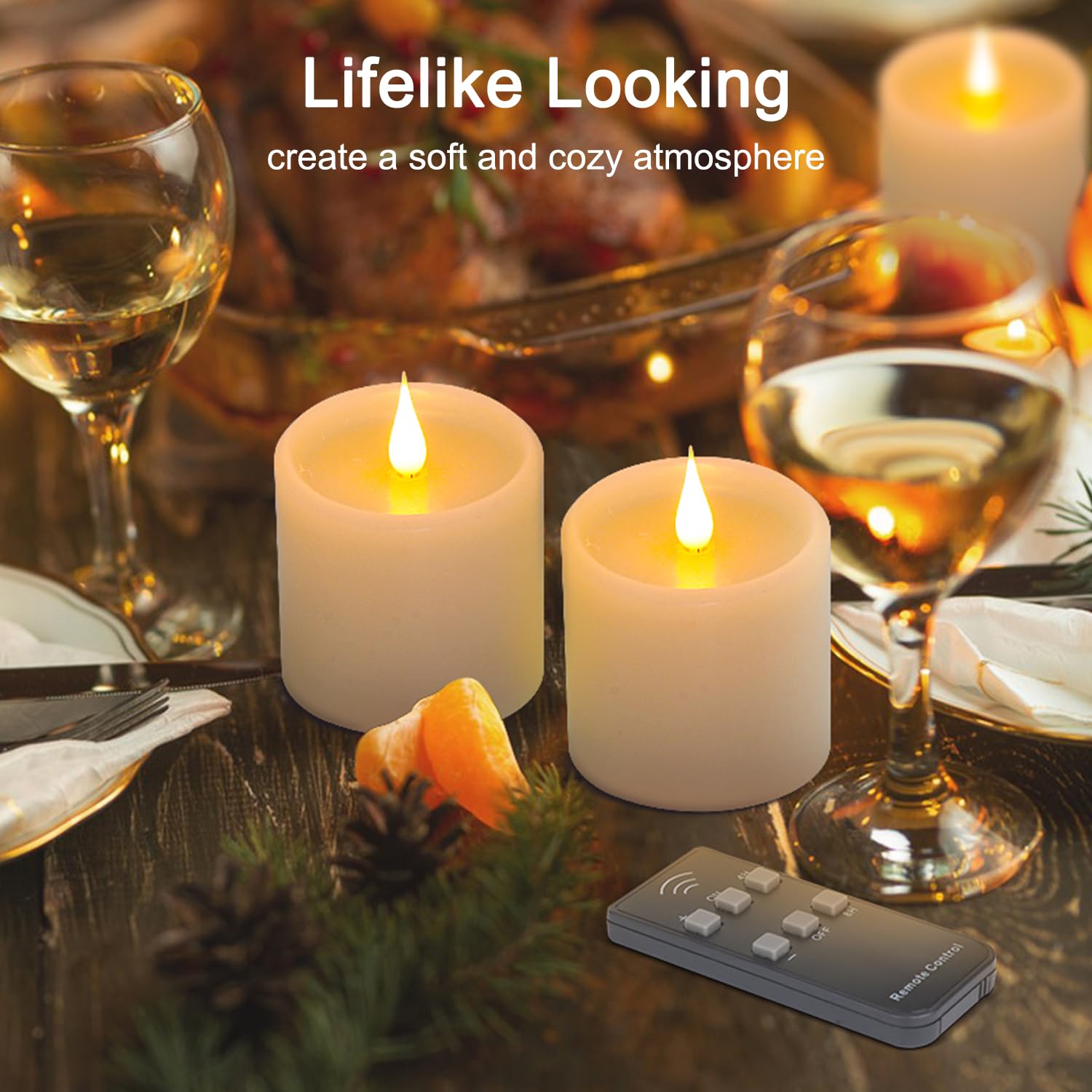 Candele tremolanti senza fiamma con telecomando, candele 3D a batteria con timer, durano oltre 600 ore candele senza fiamma, candele finte, candele elettriche a LED in vera cera, 7,6 x 7,6 cm,
