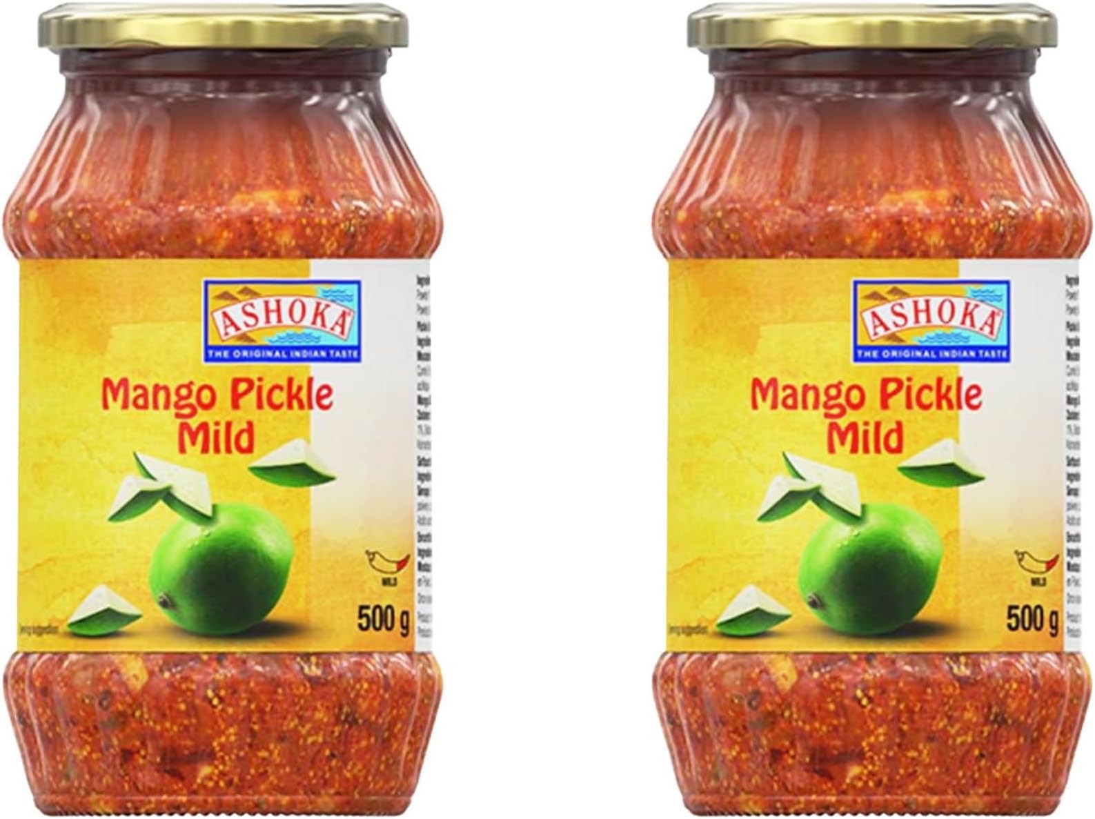 Ashoka Mango Pickle Mild - 500g (Pack of 2) | Authentic Indian Pickle with a Gentle Twist | Great Flavour | Vegan