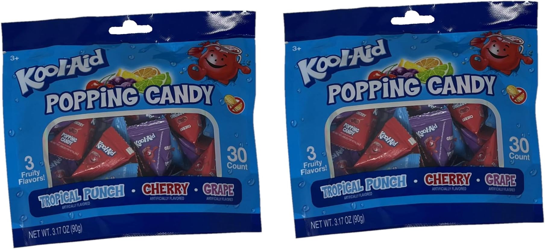 Kool-Aid Popping Candy 3.17 oz bags with 30 pouches inside - Pack of 2-3 Fruity Kool-Aid Flavors - Tropical Punch, Cherry, and Grape - Hilco Sweets - Sweet Treat for the Whole Family