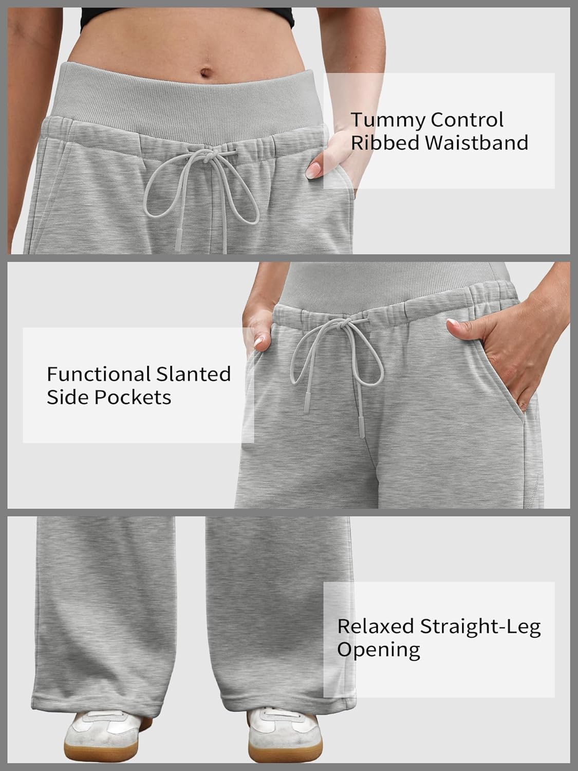 ELLEVEN Women's Wide Leg Sweatpants Low Rise Baggy Pants Drawstring Athletic Joggers with Pockets - Image 6