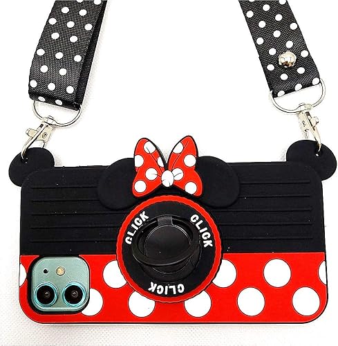 Funda para iPhone 11, bonita funda para iPhone 11 con soporte de soporte 3D de cartón para cámara de cartón giratorio con soporte de agarre para