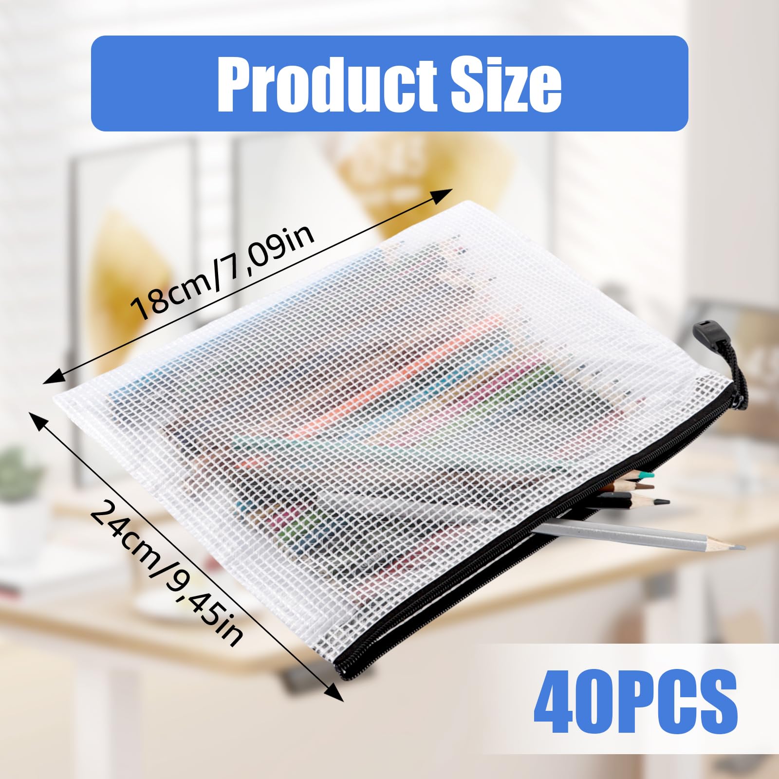 40 bolsas para documentos A5 con cremallera, impermeables, bolsillos con cremallera, bolsas con cremallera para archivos, papel, deberes, utensilios de viaje, cosméticos