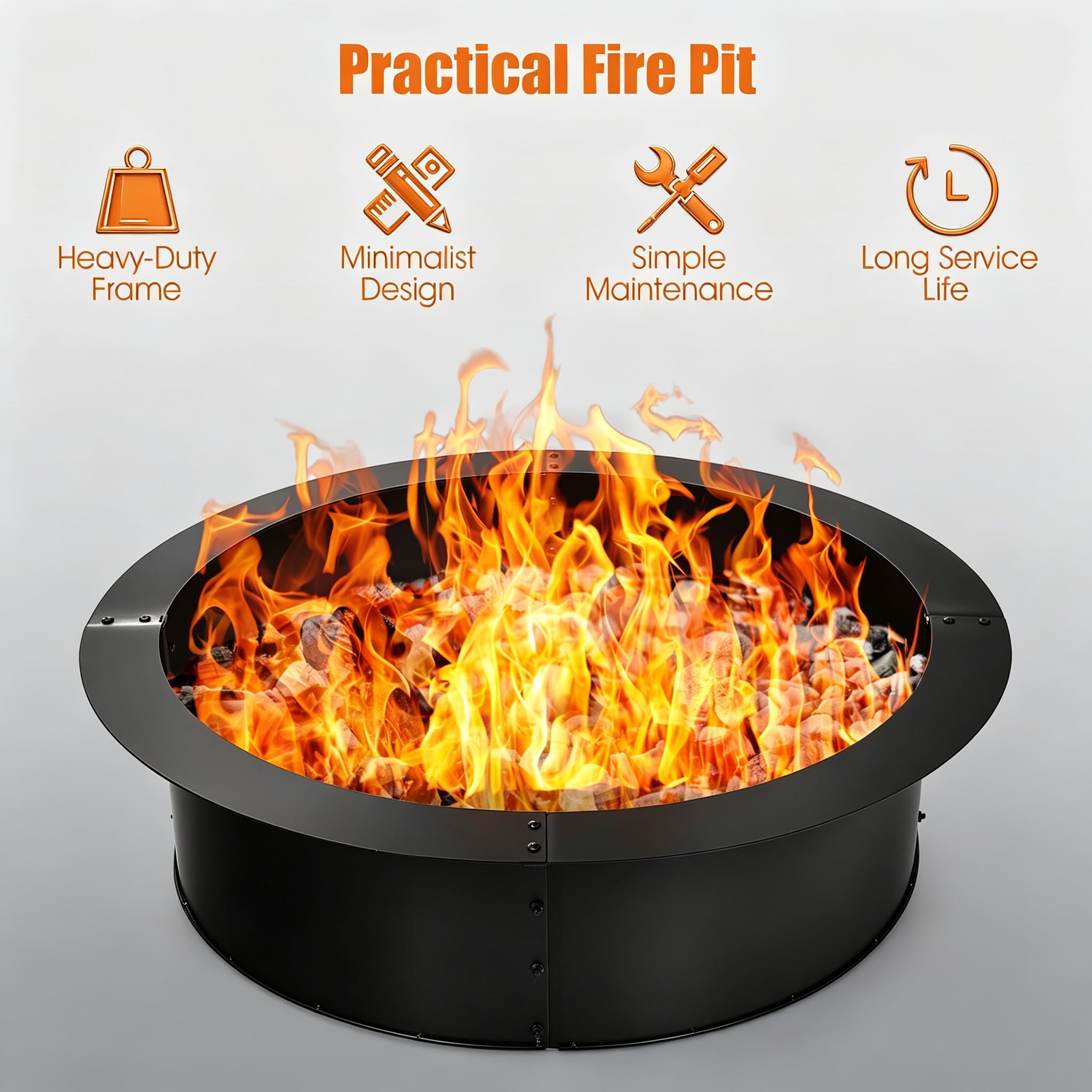 SOARS Anello per Braciere Diametro 930 mm/ID 765 mm, Altezza 255 mm | Braciere Rotondo, Acciaio al Carbonio Laminato a Caldo Rinforzato, da Giardino, Campeggio e Barbecue, Outdoor Fire Pit