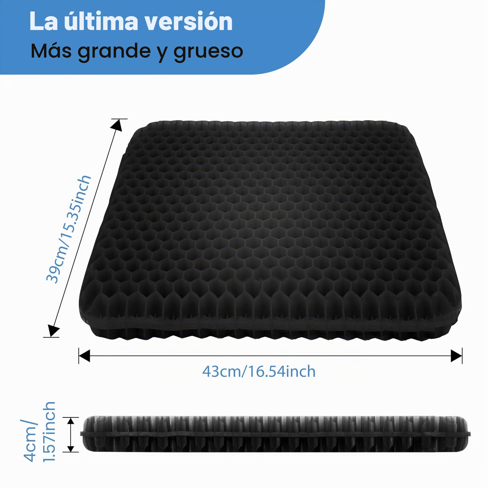 cojín de Gel，Asiento de Gel cojin Silla Oficina，Asiento para coxis ortopedico，Ideal para Coche, Oficina y Silla Ruedas