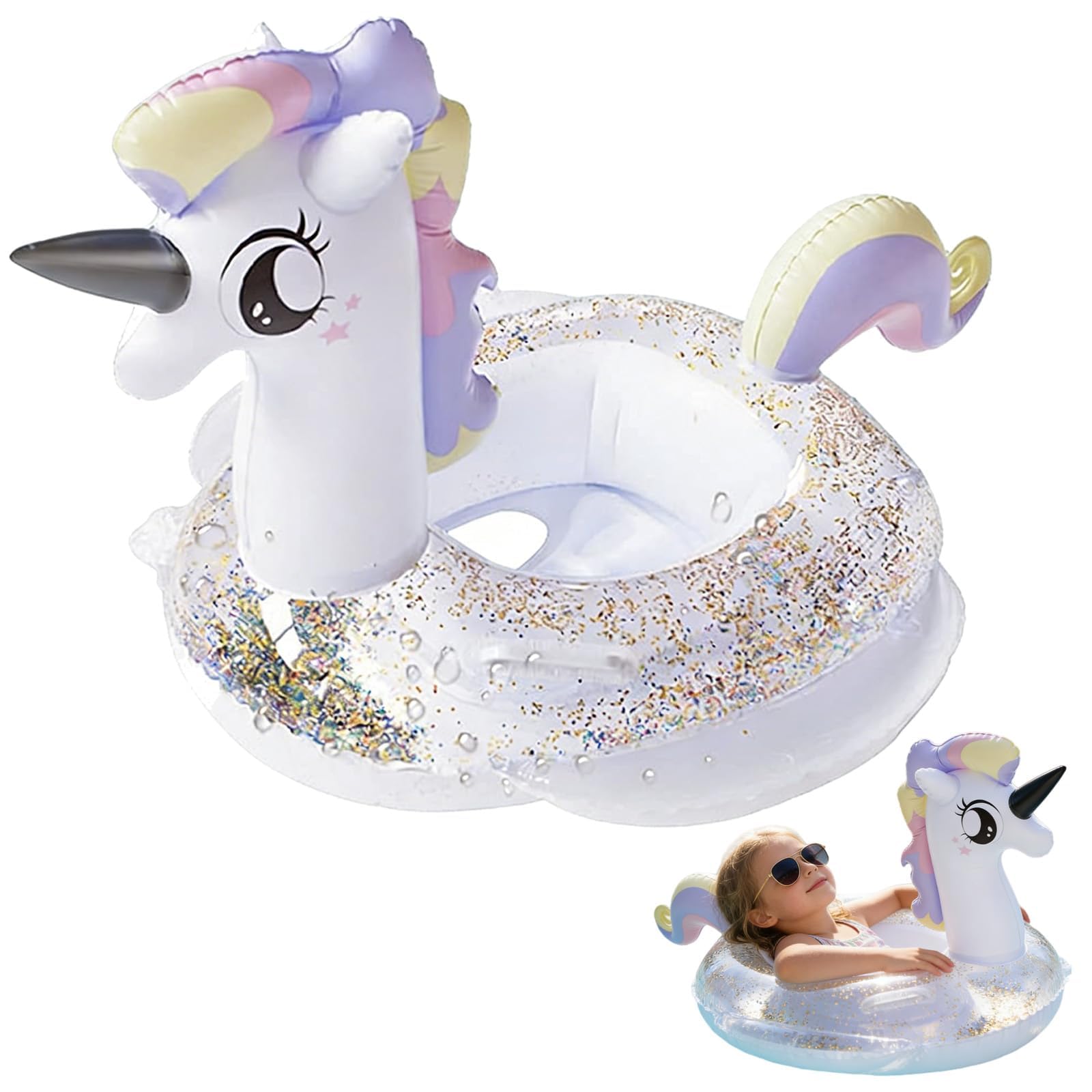 HUANYO Unicorn Inflatable Baby Swim Ring with Handle