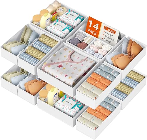 Miniatura 14 de DIMJ Organizador de cajones para ropa, paquete de 15 unidades, organizadores plegables para bebé, organizador de almacenamiento y cómoda para