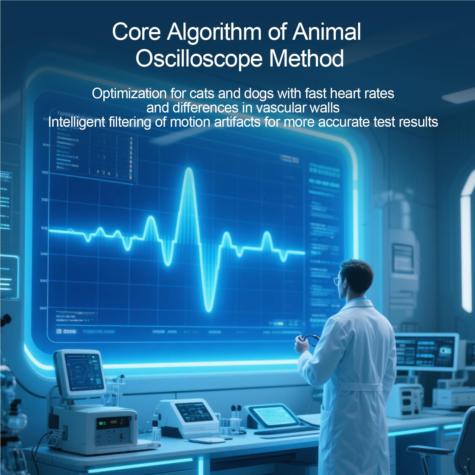 Monitor de presión arterial para mascotas portátil para perros y gatos, dispositivo oscilométrico de monitoreo del hogar con correa ajustable en el pecho, puños multitamaño, 240 juegos de memoria para