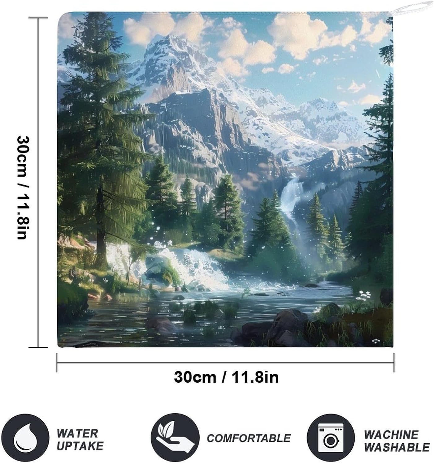 Waterfall Mountain Hand Towels for Bathroom Kitchen Towels Small Towel Handkerchiefs with Hanging Loop 4PCS