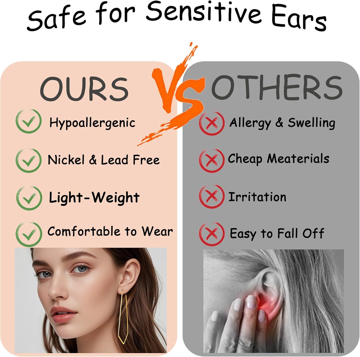 FLYUN 18k Gold Large V-Shaped Dangle Wire Geometric Earrings For Women Trendy-Lightweight Hypoallergenic Earrings Handmade Jewelry Gift For Her - Image 5