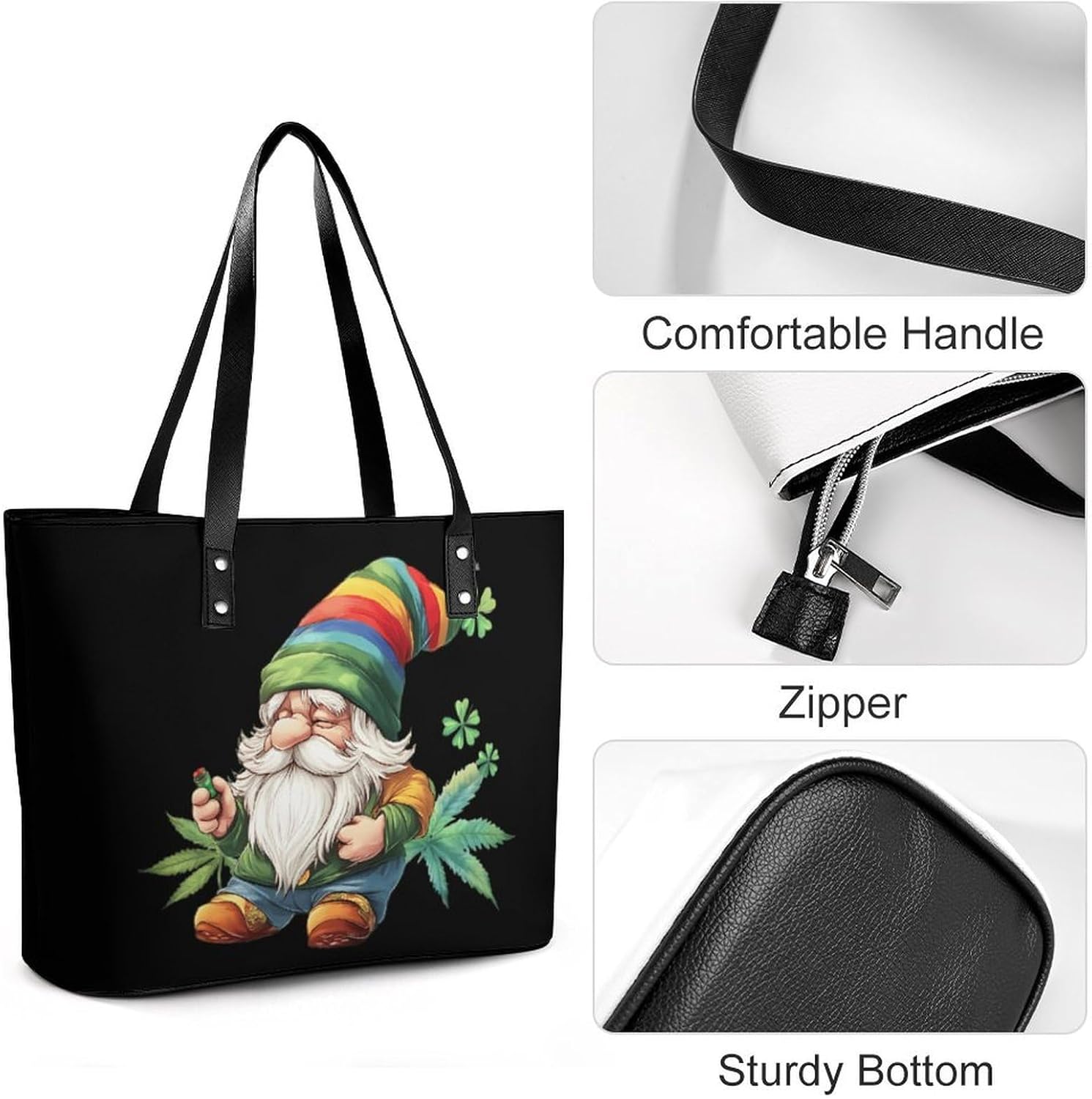 St. Patricks Day Gnome Weed Women's Satchel Handbags Tote Shoulder Bag Purses for Travel Shopping Work