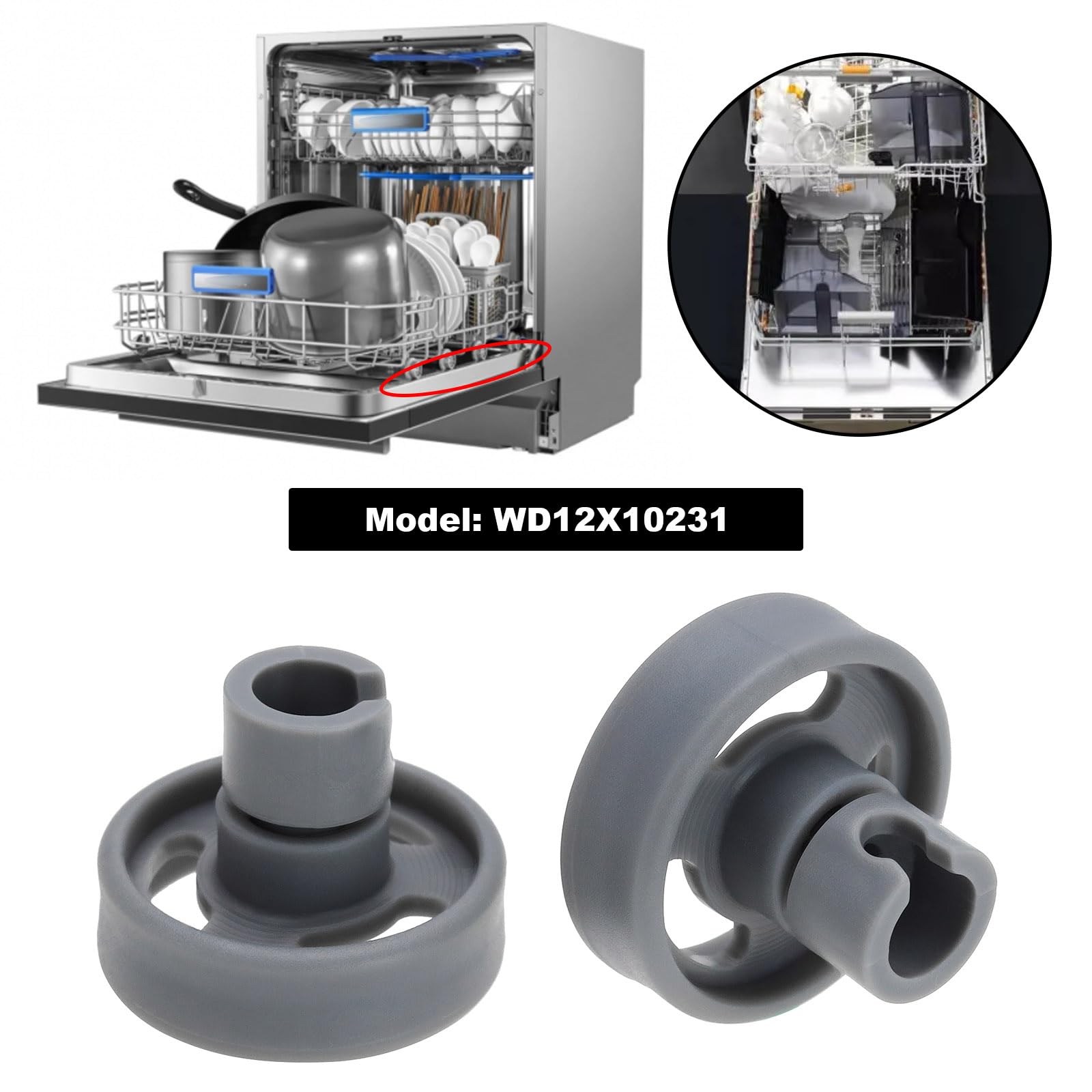 8 sztuk zmywarki kosz na sztućce dolne koło rolkowe WD12X10231 zmywarka kosz na sztućce dolne koło rolkowe 1263942 AP3994981 PS1481883 Koło koszowe do zmywarki