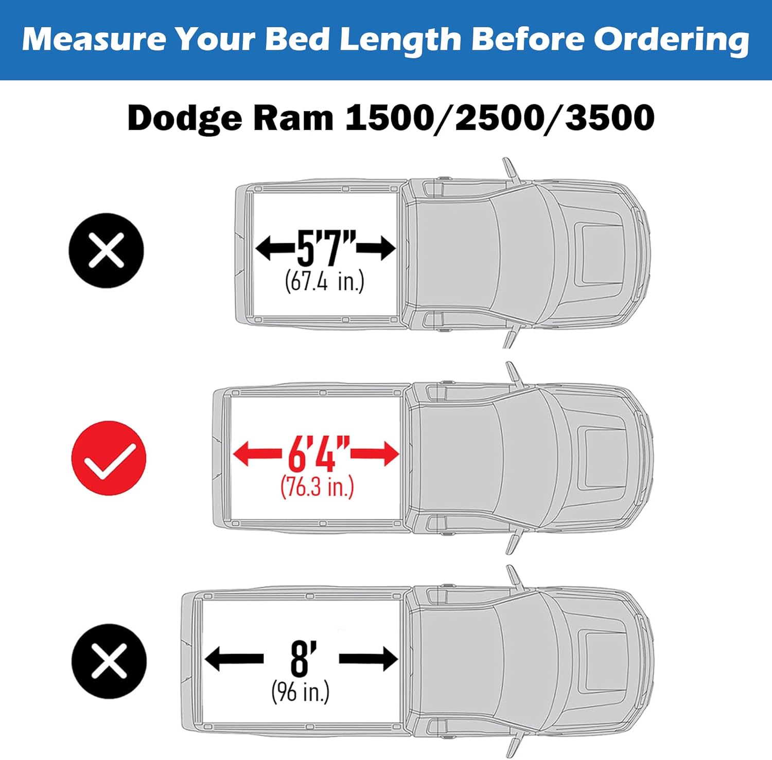 Aluminum Retractable Tonneau Cover Fits 2002-2023 Ram 1500 & 2003-2018 Ram 2500 3500 6'4" Bed Without Ram Box (76.3")