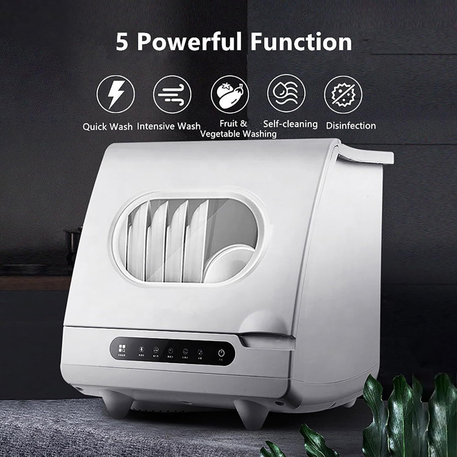 Lave-vaisselle De Table, 1200W Machine Laver Vaisselle Portable Avec 5 Programmes De Lavage Et Réservoir D'eau Intégré De 5 Litres, Cycle À 360°, Pour Les Petits Appartements Et Les Camping-cars