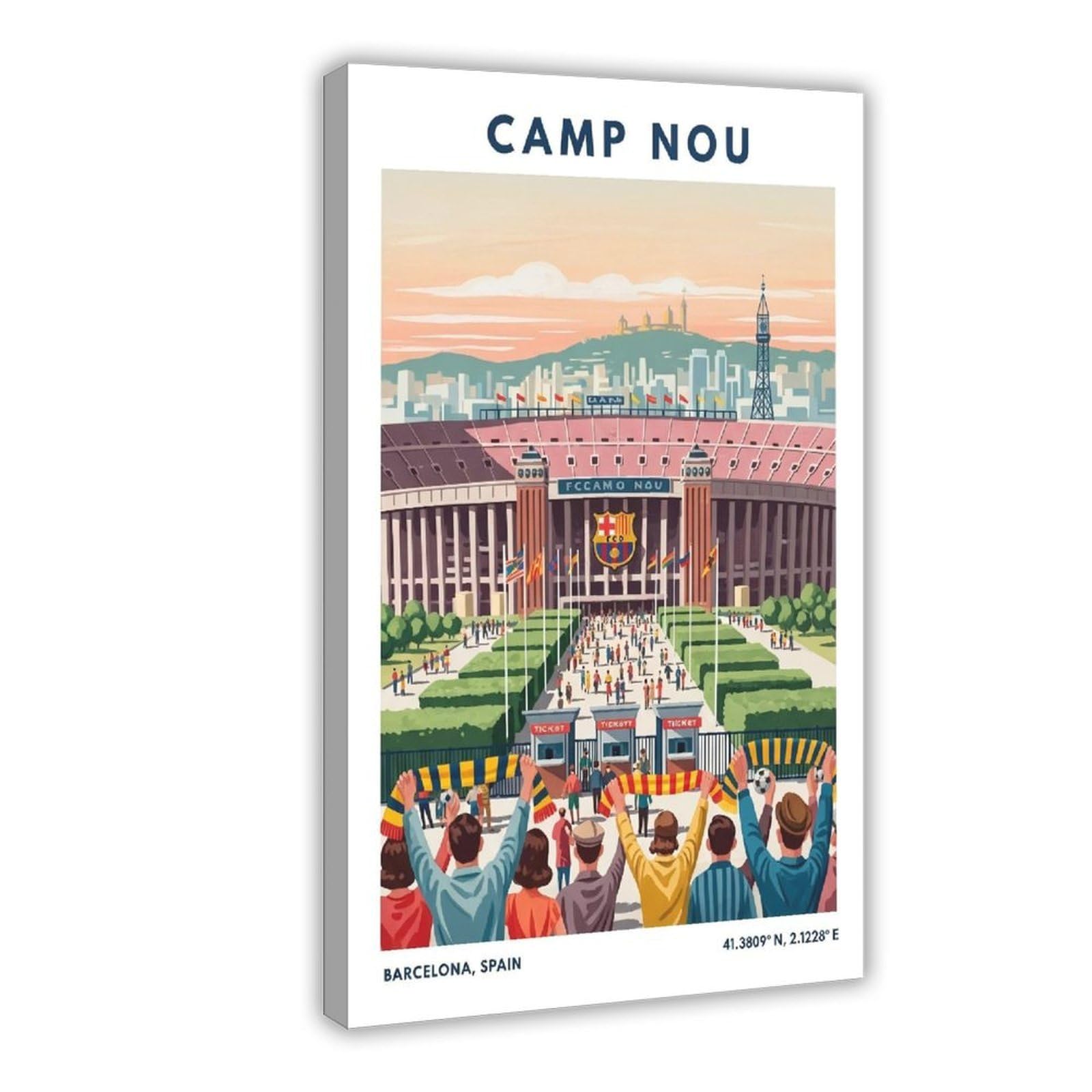 Bareronor Frame-Style Camp Nou Barcelona Canvas Poster For Bedroom Decor Gift