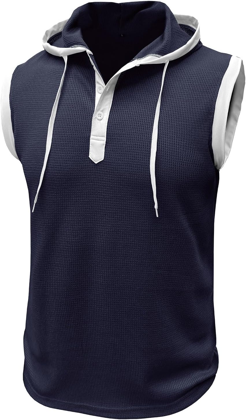 Mens Active Tank Tops Sleeveless Gym Wear Sport Training Vest for Fitness Heavy Duty Performance Hooded Design