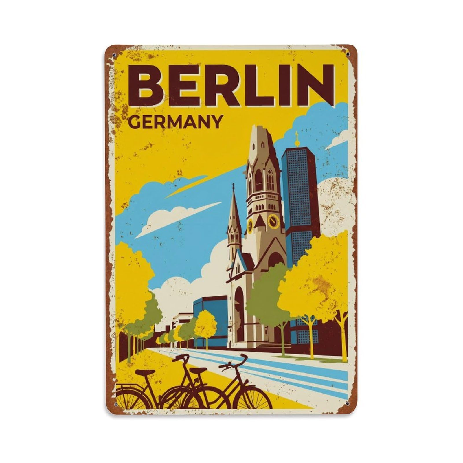 Gead 8X12inch Style Vintage Travel Berlin Germany Morning Metal Tin Sign