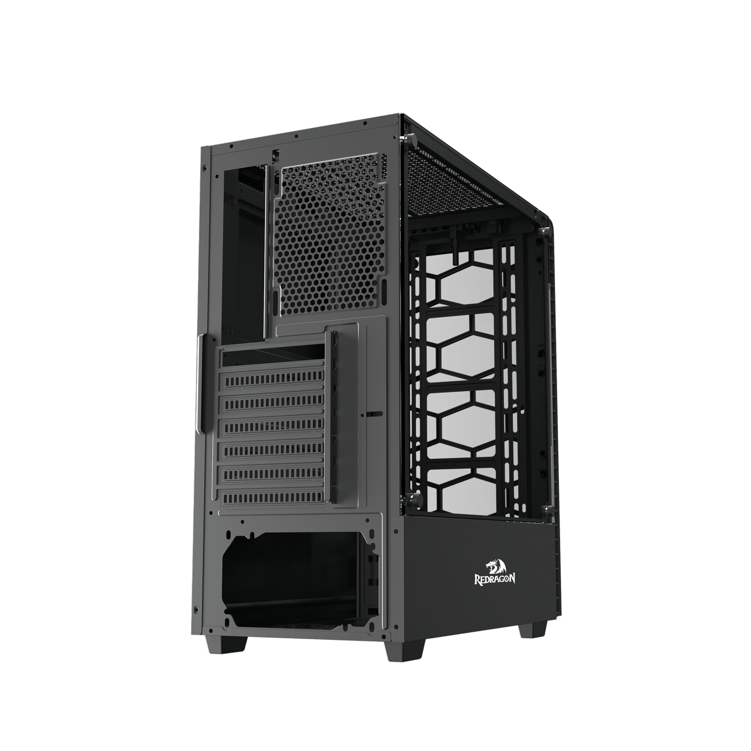 Redragon - GC-624 - Case per PC da gioco ATX - Custodia per PC da gioco in vetro temperato - Custodia per PC con pannello laterale in vetro temperato e filtro antipolvere magnetico