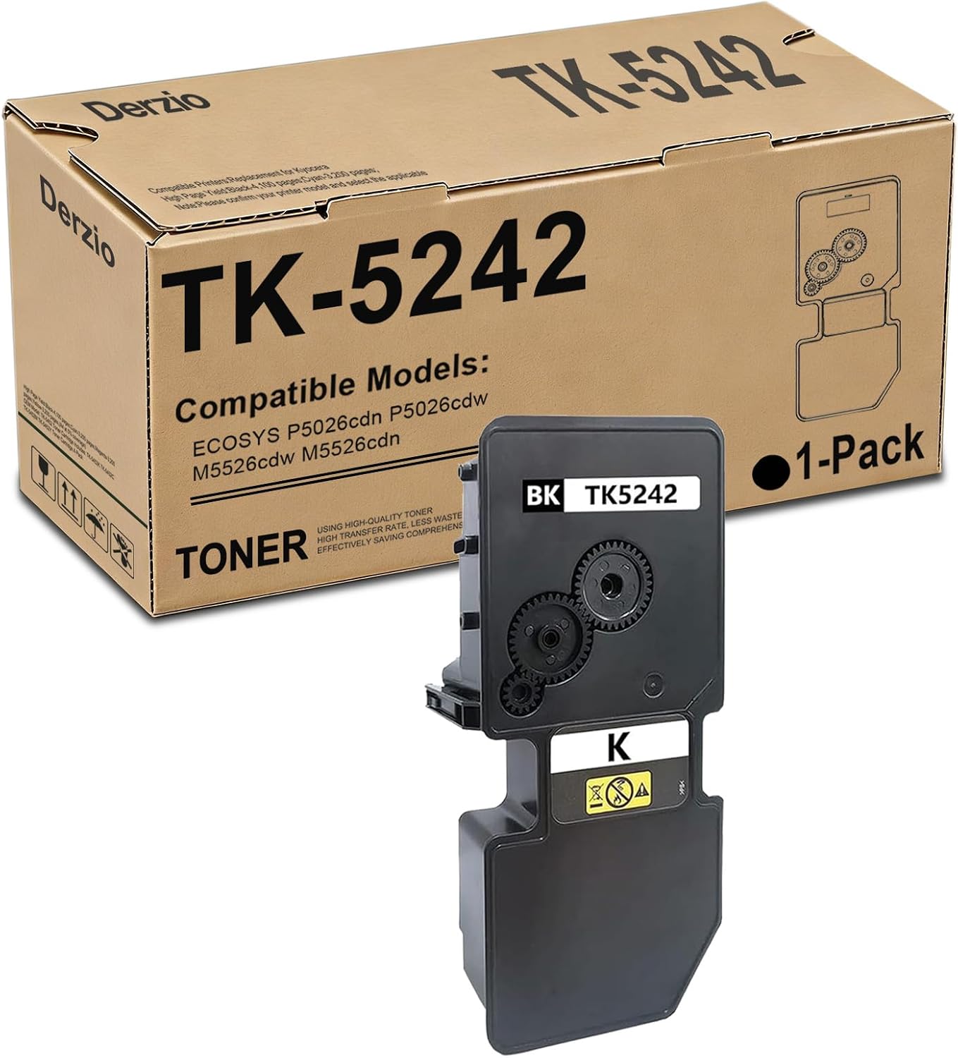 TK-5242 TK5242 Toner Cartridge Compatible for Kyocera TK-5242K 1T02R70US0 for ECOSYS P5026cdn P5026cdw M5526cdw M5526cdn Printer(2 Pack,Black)